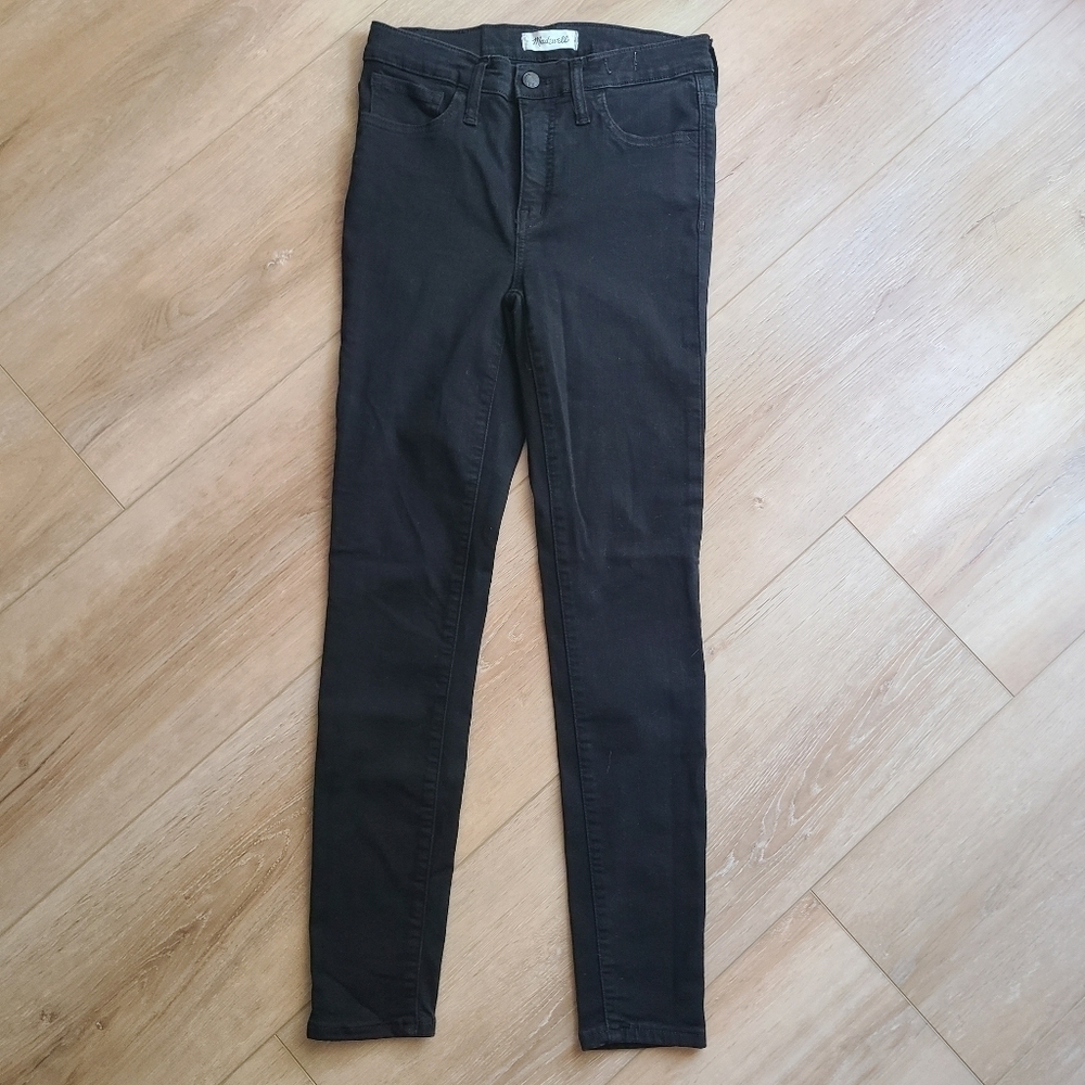 Madewell 9" rise Black Wash Roadtripper Skinny Jeans Women's 26 EUC